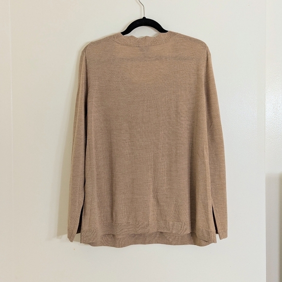 NWOT Talbots 100% Pure Merino Wool Scalloped Neck Sweater Tan Size 2X - Picture 4 of 4